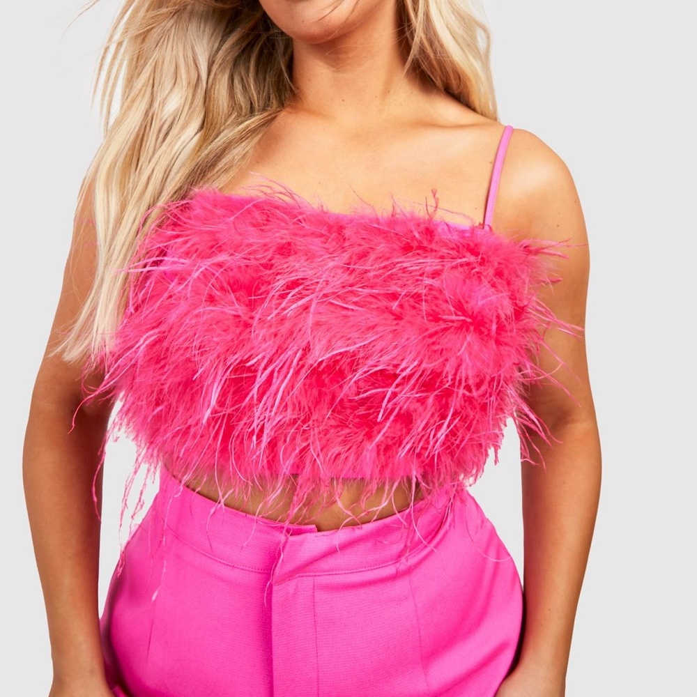 Boohoo crop  feather tube top